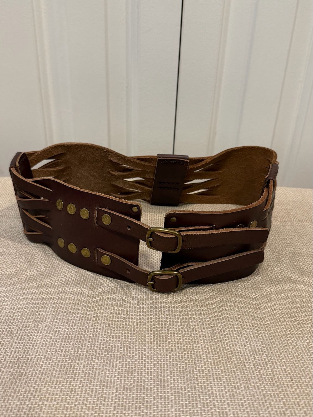 Lucky Penny Anthropologie Brown Leather Belt Braided Women’s Size S